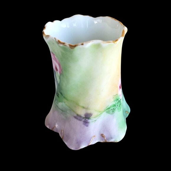 Antique Porcelain Hand Painted Roses Toothpick Match Holder Versailles - Picture 4 of 14